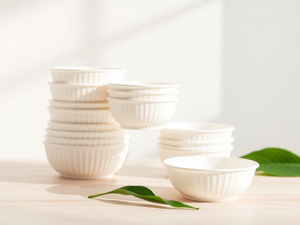 Bio-degradable food grade bowls stacked